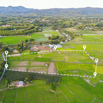 Land plot with lot lines